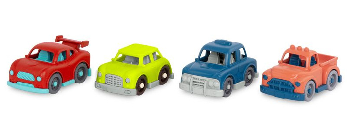 Zestaw 4 małych autek Mini Riders z wozem policyjnym Wonder Wheels Battat