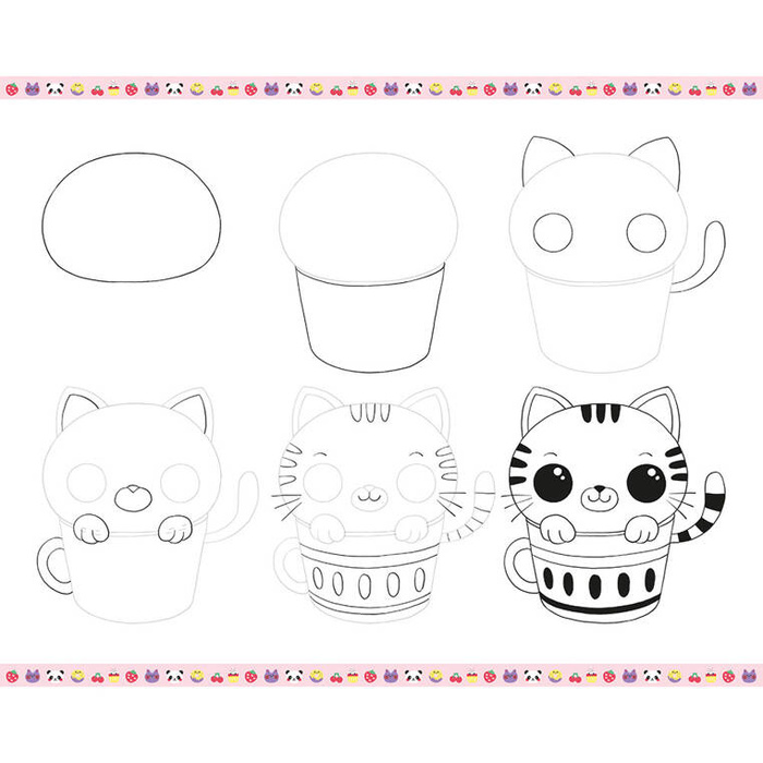 Zestaw kreatywny dla dzieci Rysowanie krok po kroku Modele kawaii Janod