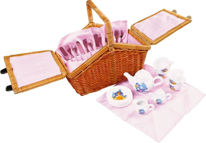 Brązowy kosz piknikowy. Myszki, small foot design