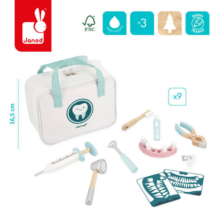 Zestaw dentysty z 9 akcesoriami 3+ Janod