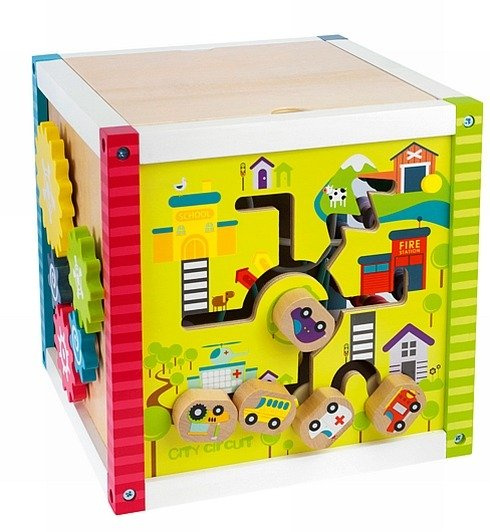 Kostka edukacyjna z drewna. Kula ziemska