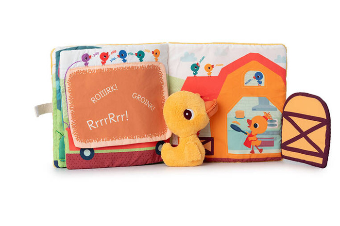 Książeczka aktywizująca z mini-przytulanką Na farmie Kaczorek Gaspard Lilliputiens