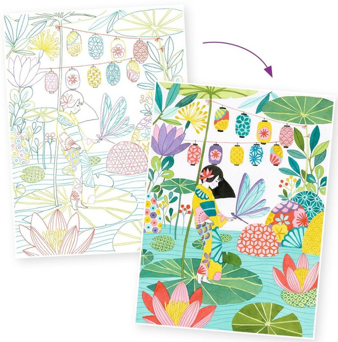 Obrazy do kolorowania w teczce Japonia Djeco