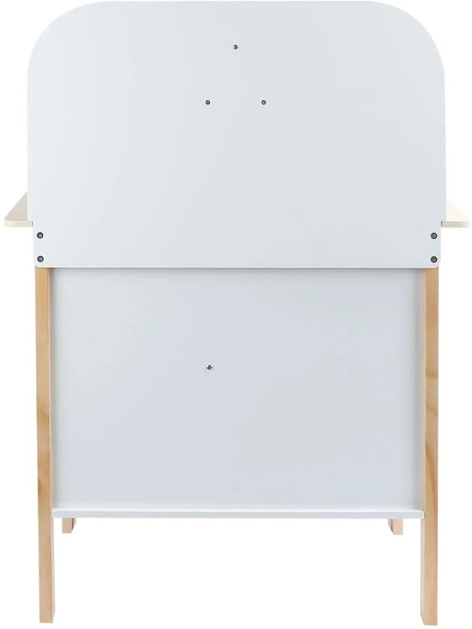 Drewniana kuchnia dla dzieci z zegarem różowa