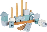 Klocki drewniane na palikach Niebieski domek Small Foot 
