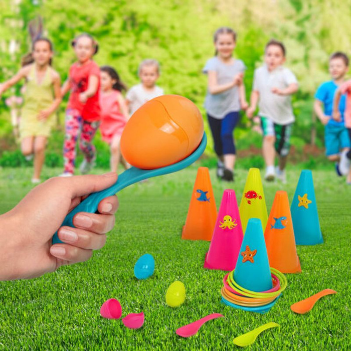 Gry zręcznościowe obręcze i jajka RingToss&Egg-and-Spoon Game B.Toys