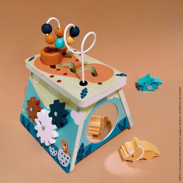 Kostka edukacyjna drewniana wulkan Dinozaury Janod