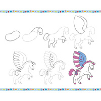 Rysowanie krok po kroku z brokatowymi markerami 20 rysunków i kolorowanek