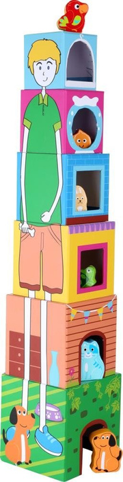 Kolorowa wieża z pudełek z figurkami Zwierzęta Small Foot