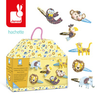 Brokatowe spinki do włosów Egzotyczne zwierzęta Zestaw kreatywny dla dzieci do tworzenia biżuterii Janod