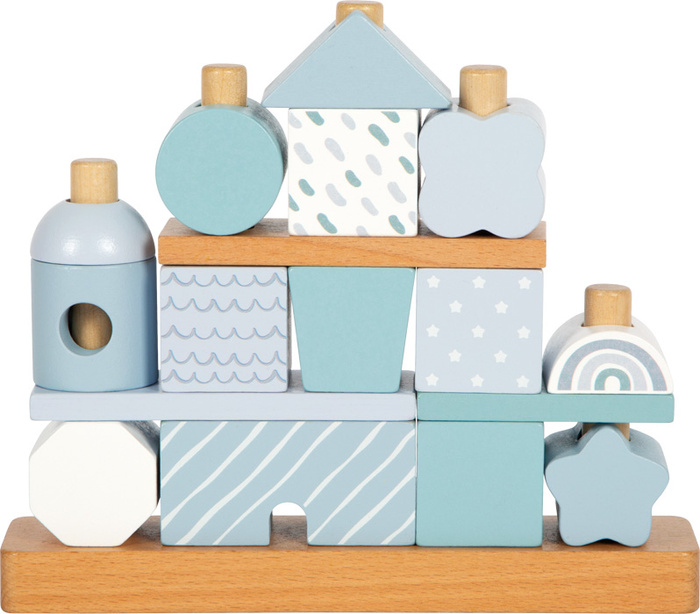 Klocki drewniane na palikach Niebieski domek Small Foot