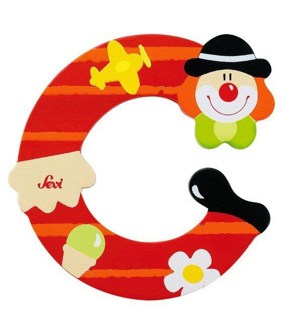 Drewniana literka. Klaun "C", Sevi