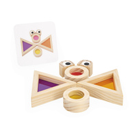 Sensoryczne klocki drewniane dla dzieci przeźroczyste kolorowe Janod 