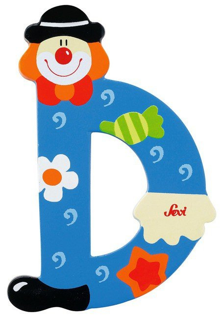 Drewniana literka. Klaun "D", Sevi