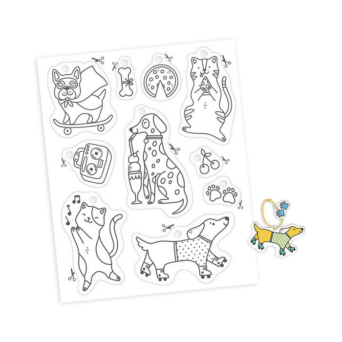 10 ozdób z termokurczliwego plastiku do samodzielnego wykonania Koty i psy Janod