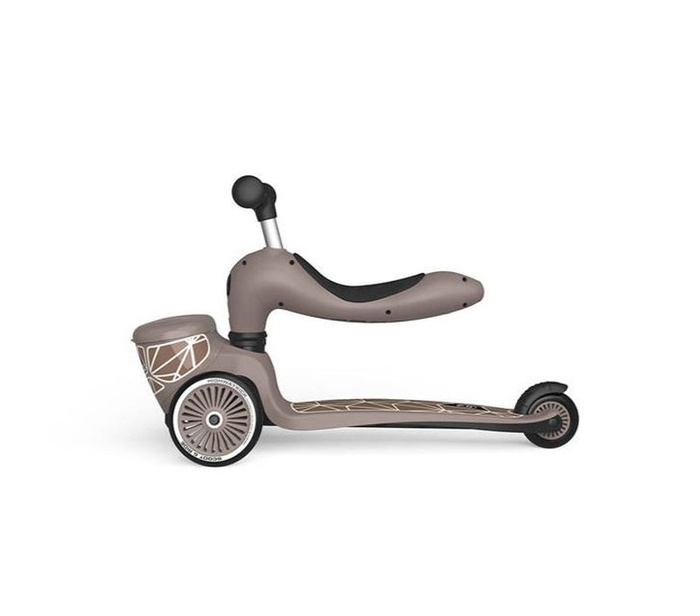 Jeździk i hulajnoga 2 w 1 zamykany schowek brązowy Highwaykick 1 Lifestyle Scoot & Ride