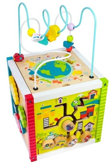 Kostka edukacyjna z drewna. Kula ziemska