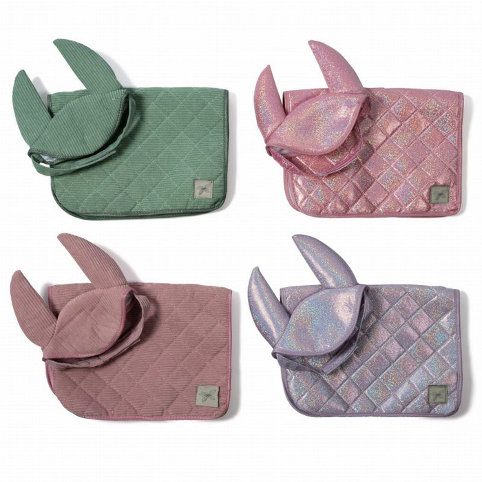 Podkładka pod siodło i bonetka sztruksowy róż zestaw Hobby Horse akcesoria Astrup