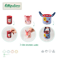 Kubeczki do kąpieli Piesek Jules Kotka Jeanne Jeżyk Leon Zabawka sensoryczna Lilliputiens