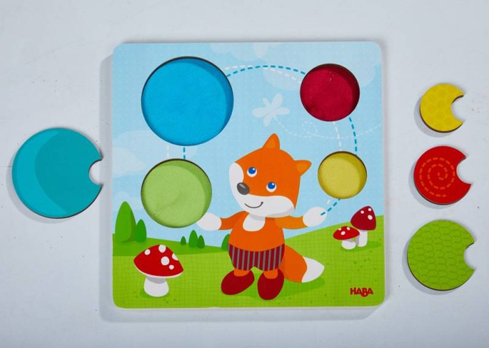 Drewniane, nakładane puzzle dla dzieci Lisek Haba