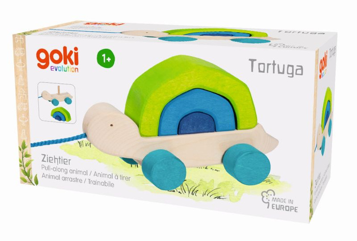 Drewniany żółwik na sznurku do ciągnięcia Tortuga Goki