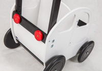 Drewniany wózek dla lalek i nie tylko. Białe auto, chodzik dla dzieci