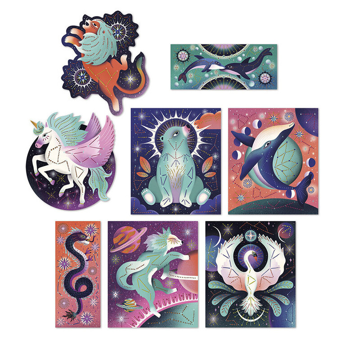 Malowanie kropkami Puentylizm 3D Kosmiczne zwierzęta Janod