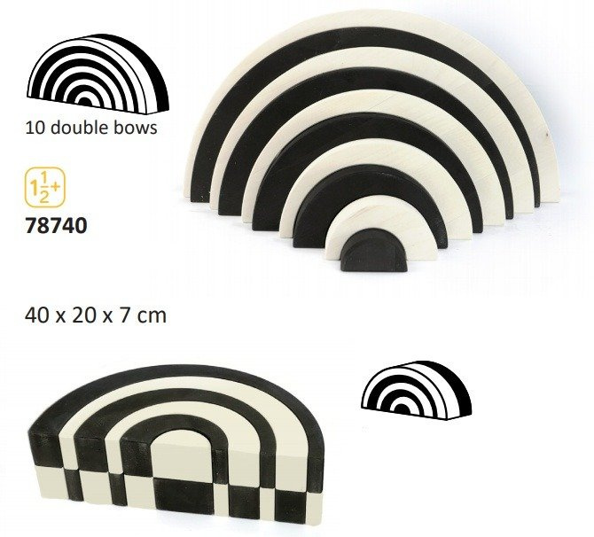 Klocki drewniane dla dzieci Łuk biel i czerń Bajo