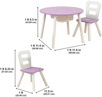 Okrągły stolik dla dzieci z 2 krzesłami do zabawy KidKraft – lawendowy