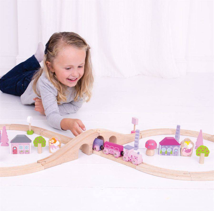 Kolejka drewniana, 35 elementów. Świat wróżek, Bigjigs Rail