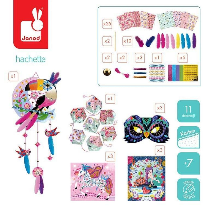 Multi - zestaw kreatywny 11 dekoracji Tukan 7+, Janod