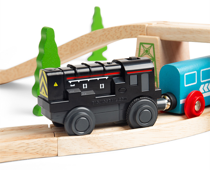 Lokomotywa spalinowa napędowa zasilana bateriami Bigjigs Rail