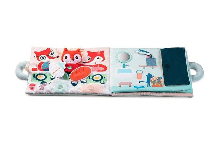 Miękka książeczka aktywizująca z mini-przytulanką „Dzień dobry, mały lisku” Lilliputiens