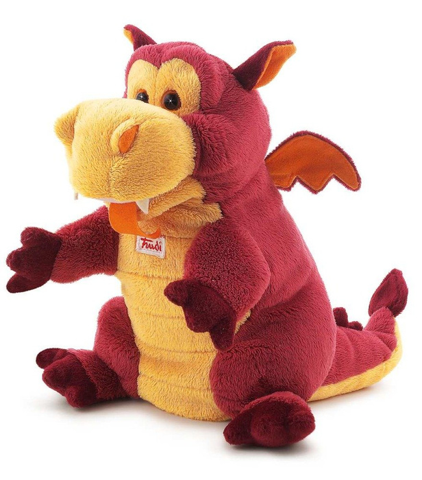 Pacynka na rękę, pluszowa maskotka. Czerwony smok, Trudi