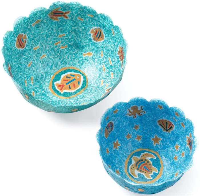 Zestaw artystyczny papierowe miseczki Niebieskie Djeco