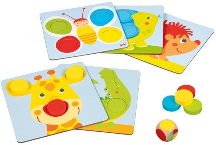 Drewniana gra edukacyjna sortowanie kolorów Żyrafa Goki