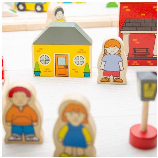 Kolejka drewniana, 101 elementów. W mieście, Bigjigs Rail