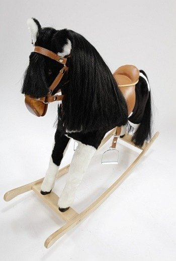 Czarno- biały koń na biegunach dla dzieci Wezyr