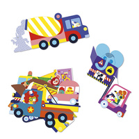 Duże naklejki wielorazowe dla dzieci 50 sztuk Pojazdy Janod