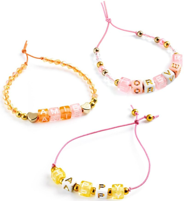 Kreatywny zestaw koralików do nawlekania złote literki Djeco