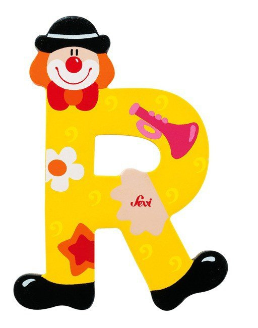 Drewniana literka. Klaun "R", Sevi