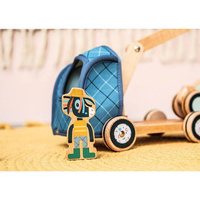 Drewniany holownik z ruchomym hakiem i autkiem Osiołek Ignace Lilliputiens