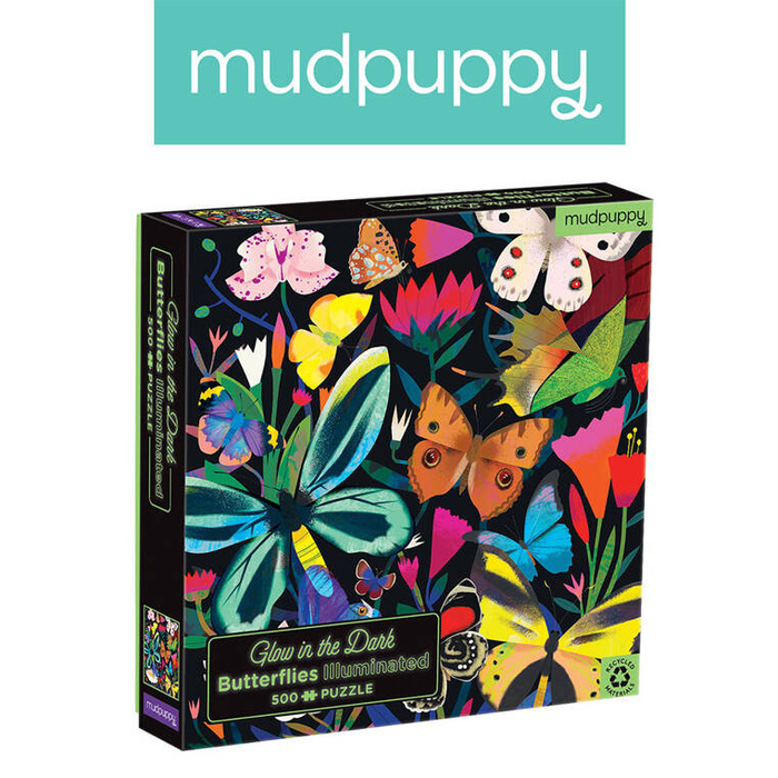 Puzzle rodzinne świecące w ciemności Motyle 500 elementów Mudpuppy