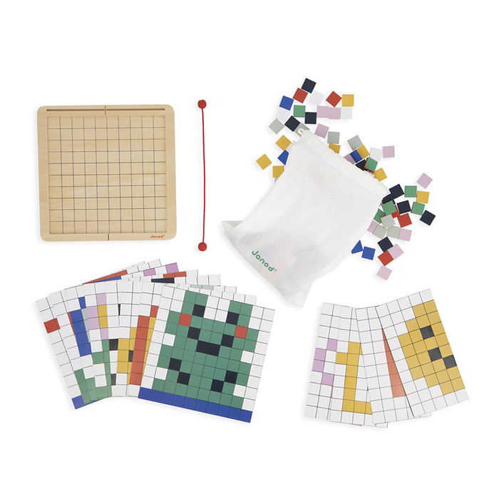 Układanka dla dzieci 4w1 Symetria kodowanie mozaika i piksele Janod