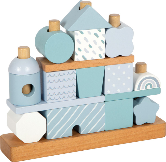 Klocki drewniane na palikach Niebieski domek Small Foot