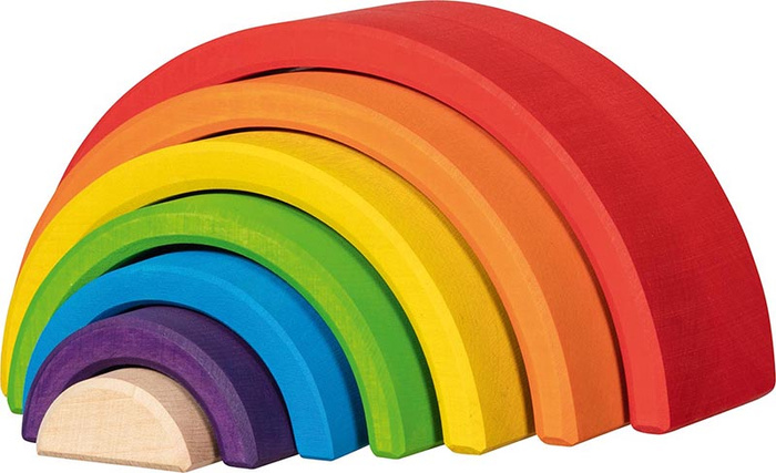 Drewniana układanka motoryczna tęcza 7 klocków Goki