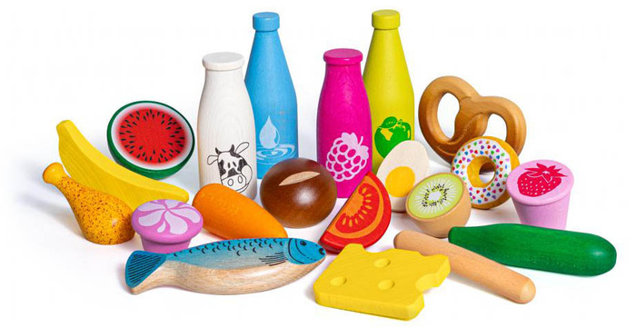 Drewniane produkty spożywcze do zabawy Big Box Junior Erzi