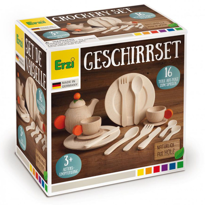 Drewniana zastawa stołowa dla dzieci Natura Erzi