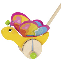 Drewniana Zabawka na kiju do pchania Motyl Labelle Goki