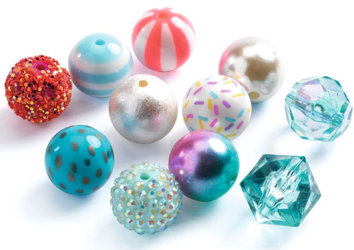 Kreatywny zestaw koralików do nawlekania srebrne bąbelki Djeco